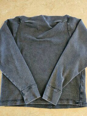 Free People We The Free Waffle Knit Top Womens XS Oversized Raw Seam Long Sleeve